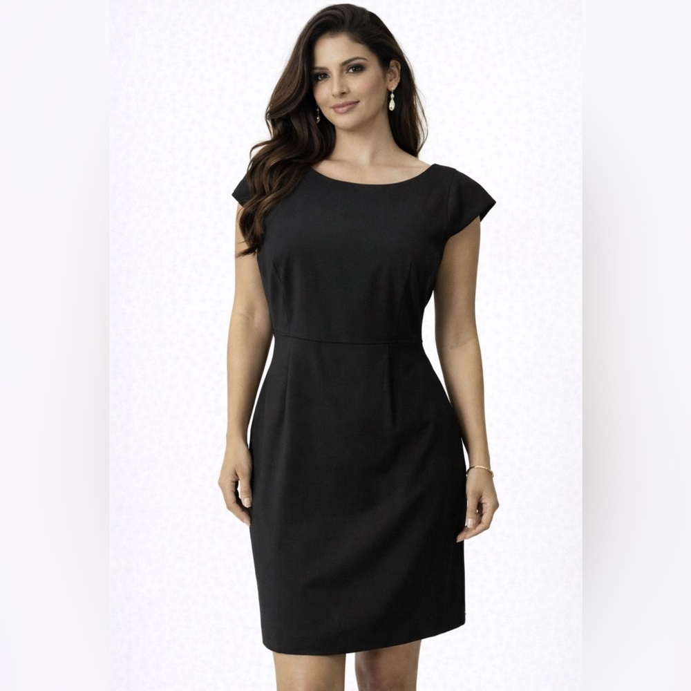 J Crew Suiting Dress Black 8 Short Sleeve All Seasonal Wool Sheath Career